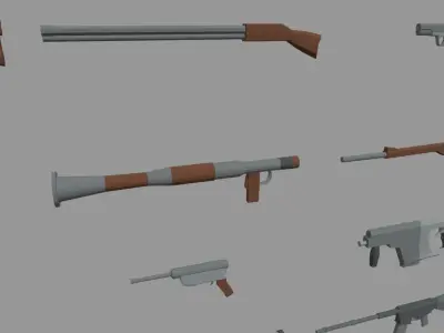 Low Poly Weapon Pack 01 Low-poly 3D model
