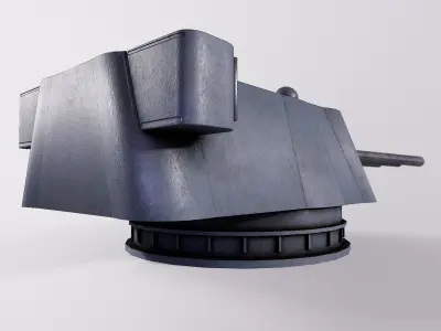 180-mm artillery mount MK-3-180 mod 1938 Low-poly 3D model