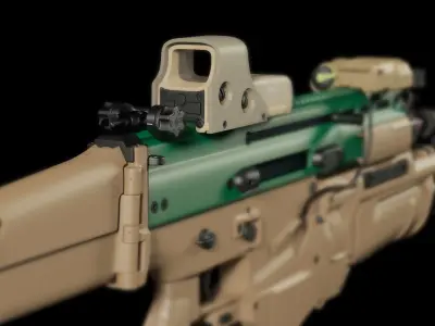 FN SCAR-H 3D Model With Equipments 3D model