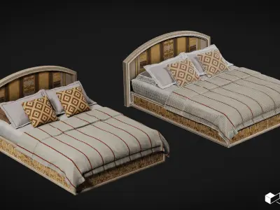 Bed- Ethnic Stone Low-poly 3D model