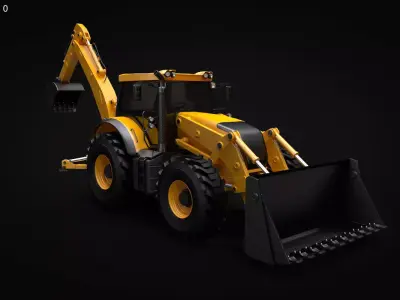 Modern Backhoe Loader 3D model