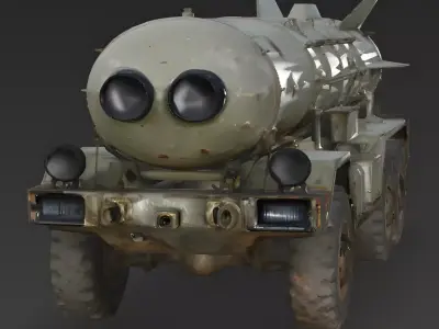 Realistic Rusty Missile Transport Truck 3D Model Low-poly 3D model