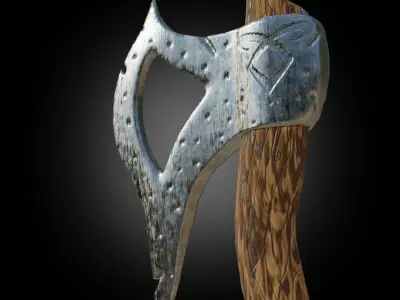 Battle-axe Weapon PBR Low-poly game ready Low-poly 3D model