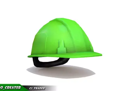 Worker Helmet Green Safety Helmet Lowpoly 3d model Low-poly 3D model