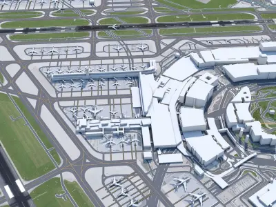 Zurich Airport 10km Low-poly 3D model