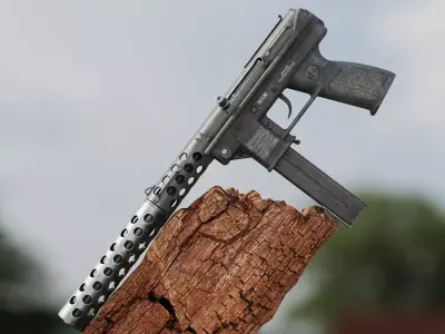 Tec-9 with full internals Low-poly 3D model