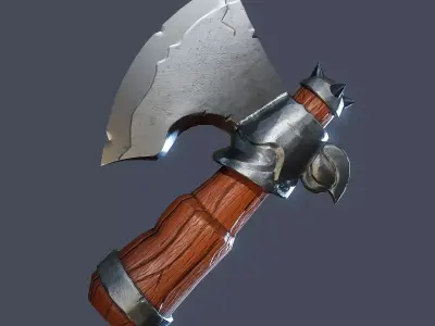 Stylized Axe Low-poly 3D model 11