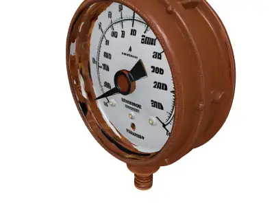 Rustic Industrial Pressure Gauge 3D model
