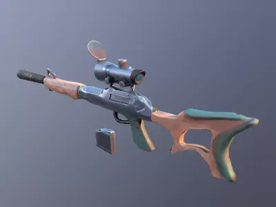 Stylized Sniper Rifle Low-poly 3D model purchase