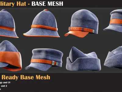 25 Military hat BASE MESH - VOL 18   3D model