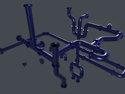 industrial pipe  set Low-poly 3D model