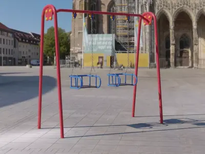 Metal Swing Outdoor 01 Red Low-poly 3D model