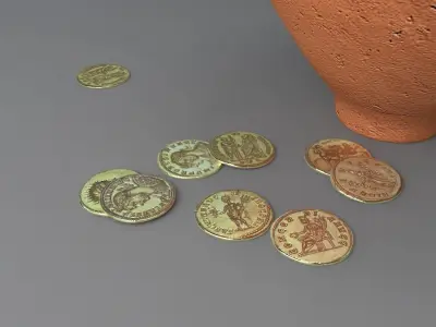 Vase with Ancient Coins 3D model