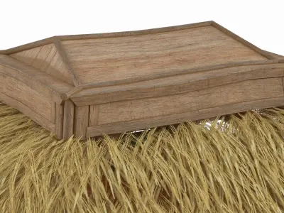 Bamboo Surfboard Storage Hut with Thatched Roof 3D model