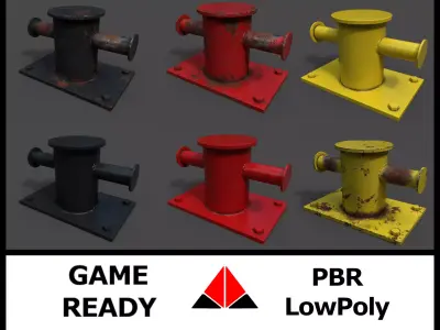 Sea bollard for ship and yachts Low-poly 3D model