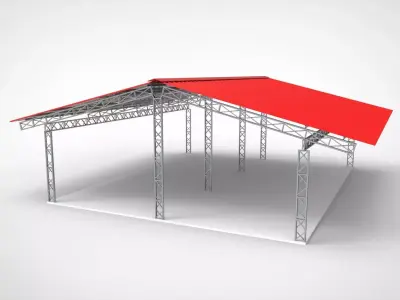 Industrial Metal Hangar 3D model 5