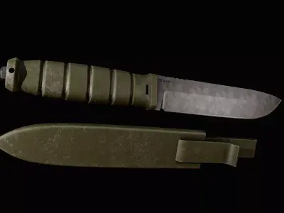 Tactical Knife with Plastic Sheats Low-poly 3D model