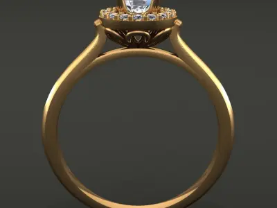 Round Halo Rope Floral Gallery Engagement Ring 3D print model