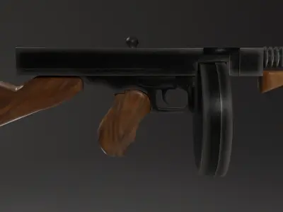 Tommy Gun Lowpoly Low-poly 3D model