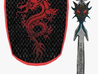 Sword shield Low-poly 3D model buy