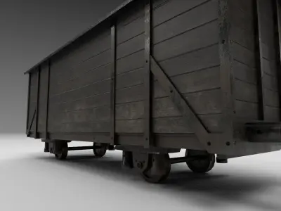 Old train wagon Low-poly 3D model
