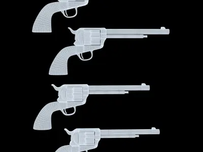 revolver two revolvers 3D model