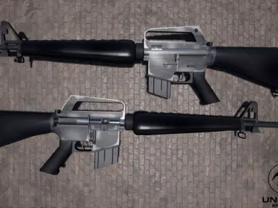 M16A1 two ar - rifles Low-poly 3D model