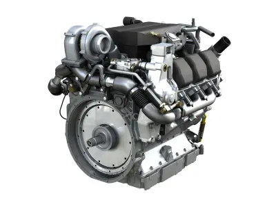 Diesel Turbo Engine with Interior Parts 3D model