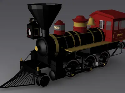 Vintage Railway Engine 3D model