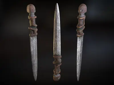 African knife Low-poly 3D model