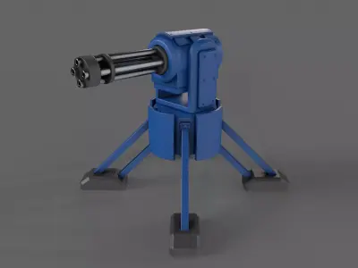 PBR Turret Gun 04 Blue Low-poly 3D model