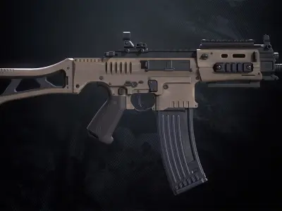 SM-K Assault Rifle With Hands And Weapon Case Low-poly 3D model