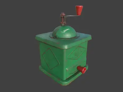 Vintage coffee grinder forest green Low-poly 3D model