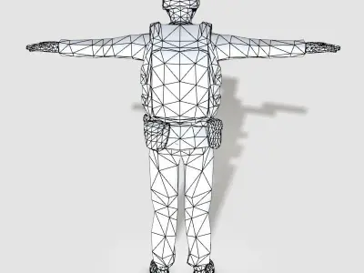 Low poly asiatic soldier Low-poly 3D model