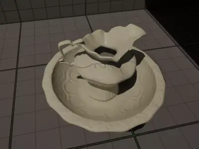Vintage Pottery Pitcher And Wash Basin Free low-poly 3D model