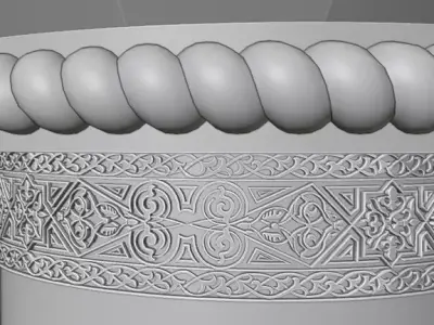 Classic Marble and Gold Decorative Pillar  High-Quality 3D Model 3D model