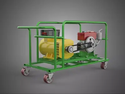 STANDALONE CART MOBILE EMERGENCY DIESEL ELECTRICAL GENERATOR SET 3D model