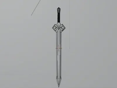 Low-Poly Genshin Impact DARK IRON SWORD Low-poly 3D model