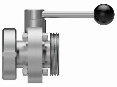 Manual Butterfly Valves - DIN11851 Female x Male Ends -  3D model