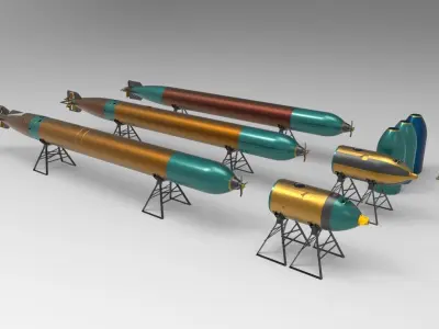 torpedos three missiles 3D model