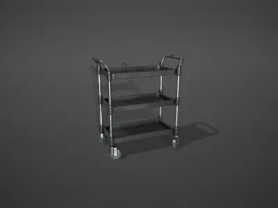 Three Tier Black Service Cart Low-poly 3D model
