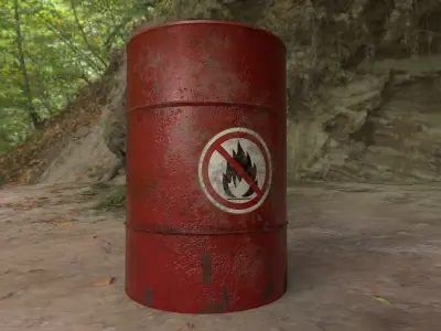 Industrial Metal Barrel Low-poly 3D model