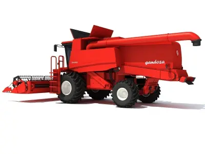 Red Combine Harvester 3D model purchase
