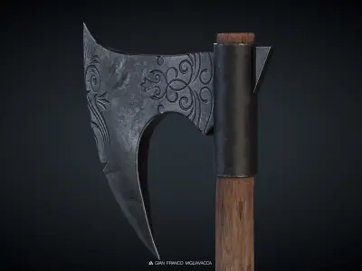 Battle Axe Medieval Vikings Low Poly PBR Low-poly 3D model