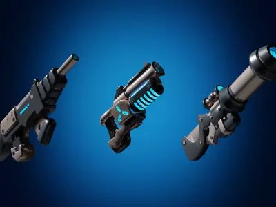 Sci-fi guns Model pack Low-poly 3D model