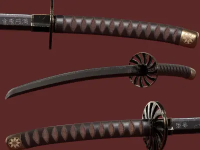 Katana Sword Blade Low-poly 3D model Low-poly 3D model