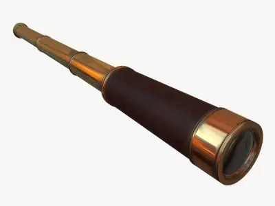 Spyglass golden cannon Low-poly 3D model