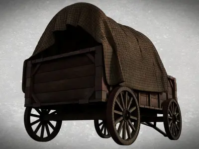 Medieval Waggon Free low-poly 3D model