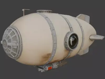 Stylized Chibi Sci-Fi Military Blimp 3d Low-poly 3D model