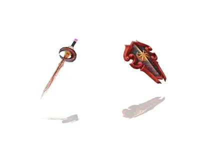 Moon - Sword and Shield Low-poly 3D model